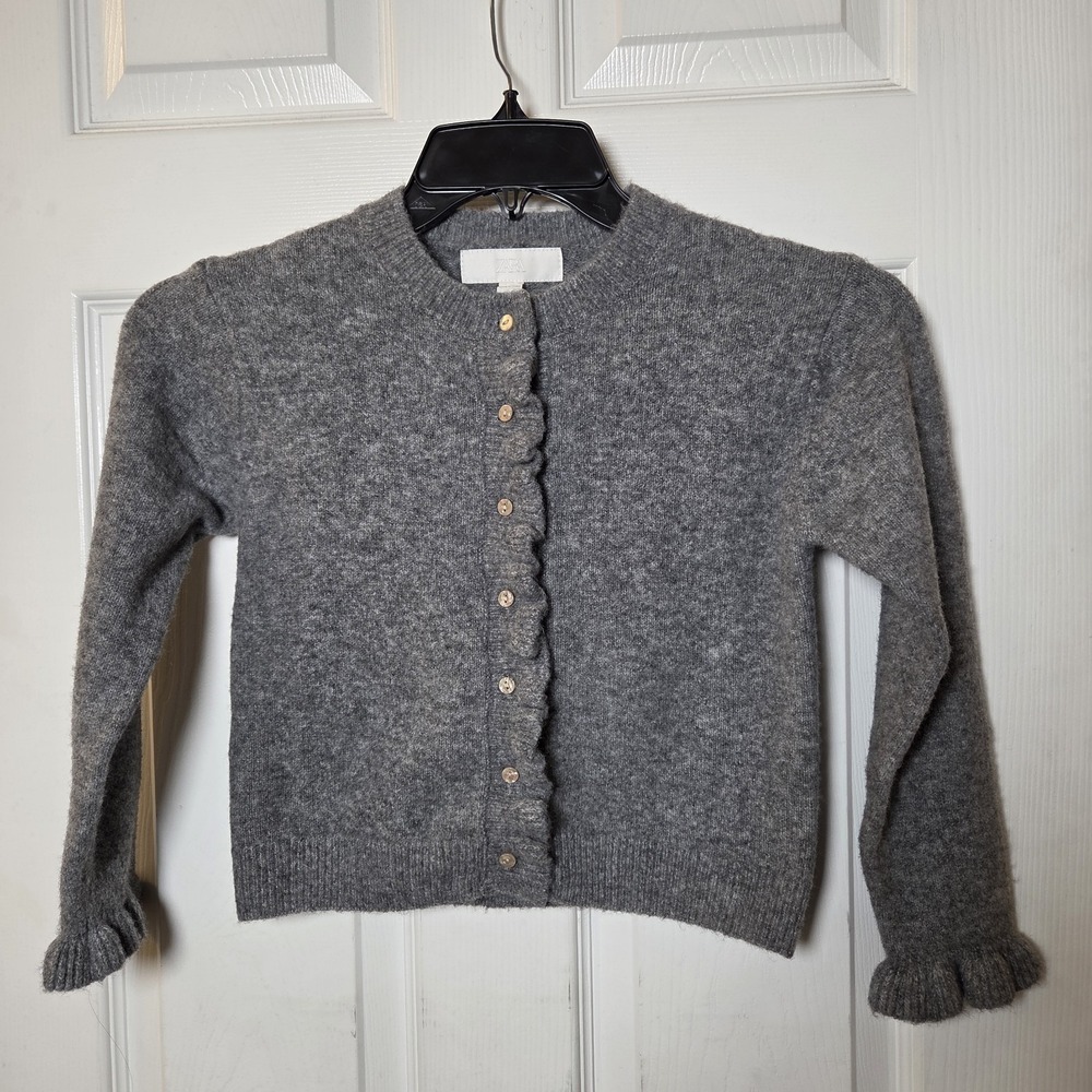 Zara kids sz 8-9 Years girls button up gray cardigan sweater wool blend holiday